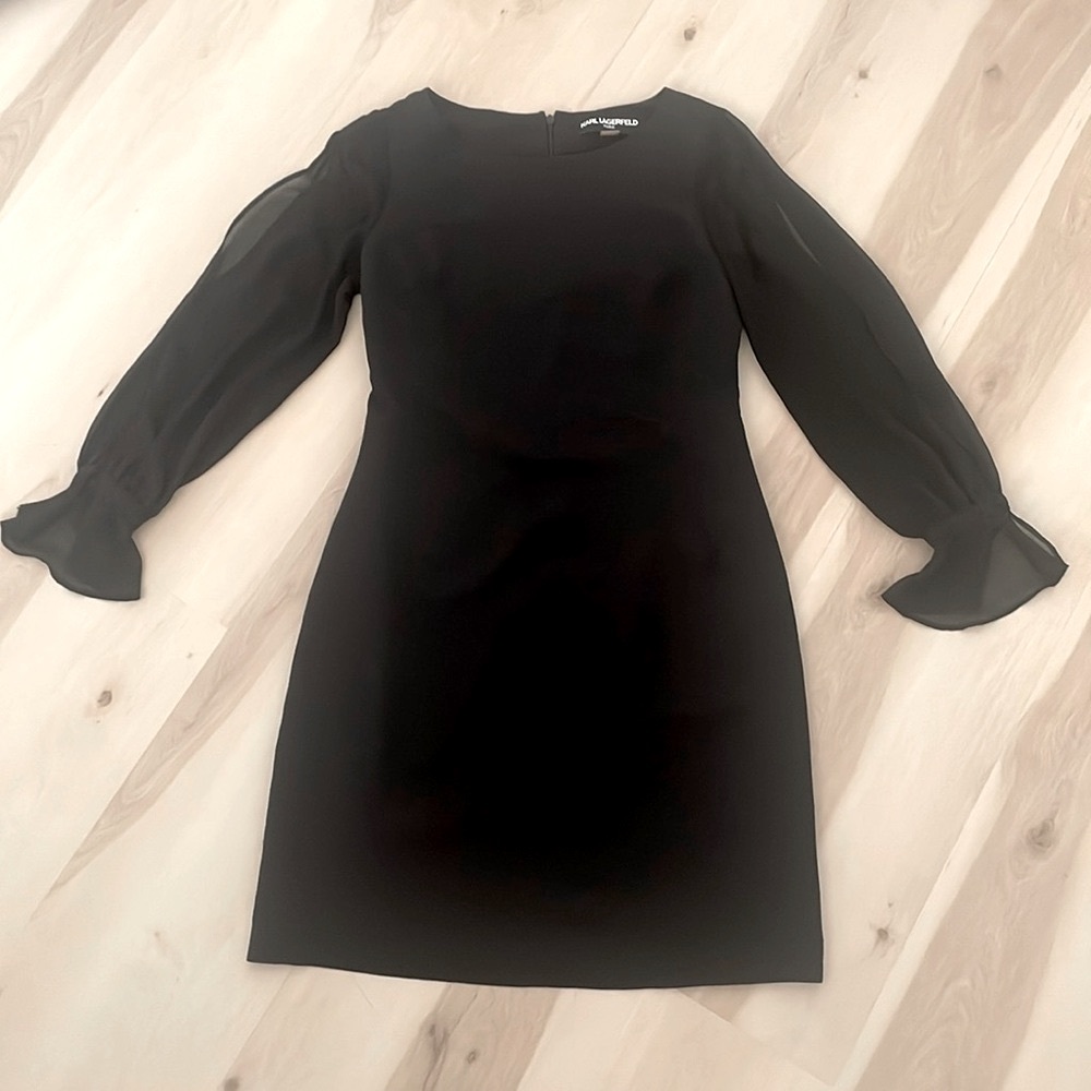 Karl Lagerfeld black cocktail dress with sheer arms